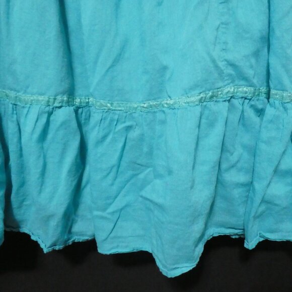 RAFAELLA | size 12 | Teal Bohemian Skirt | 100% Cotton | Zip-Up / Hook Eye Close - Picture 7 of 16